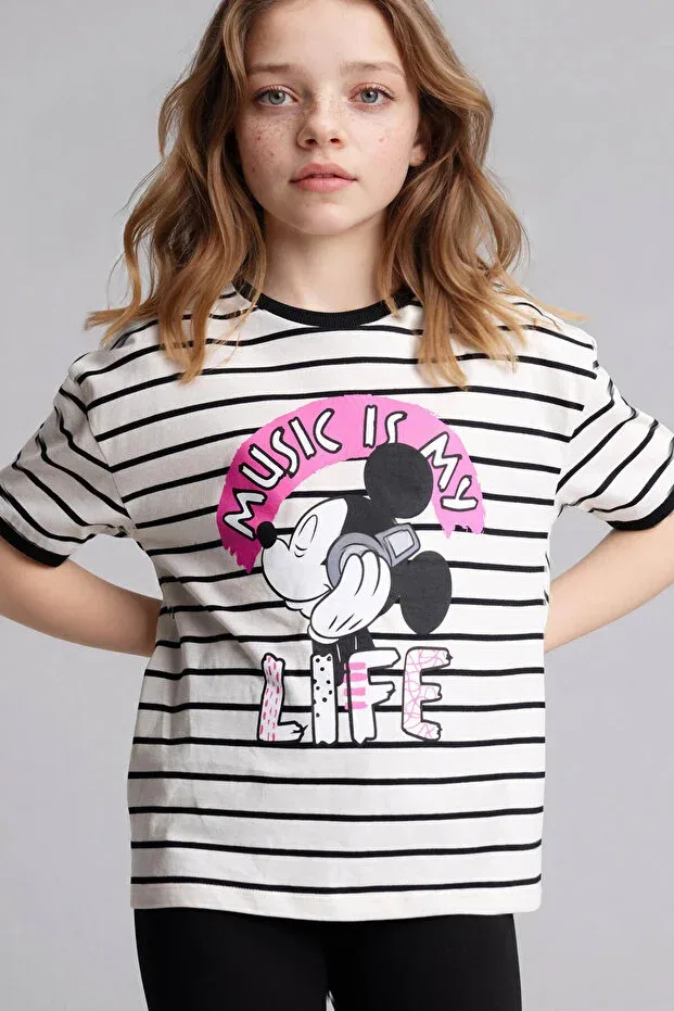 Детская футболка для девочек хлопковая Disney Mickey & Minnie Defacto, Ecru-Er105