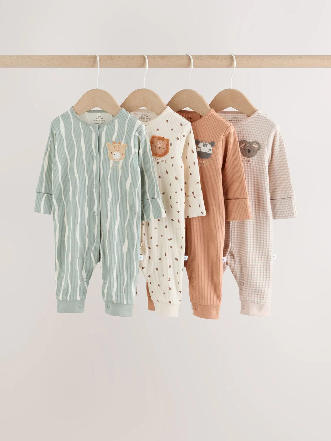 Нейтральные детские пижамы Safari, набор из 4 шт. (0 мес.-3 года) Next, Neutral Safari