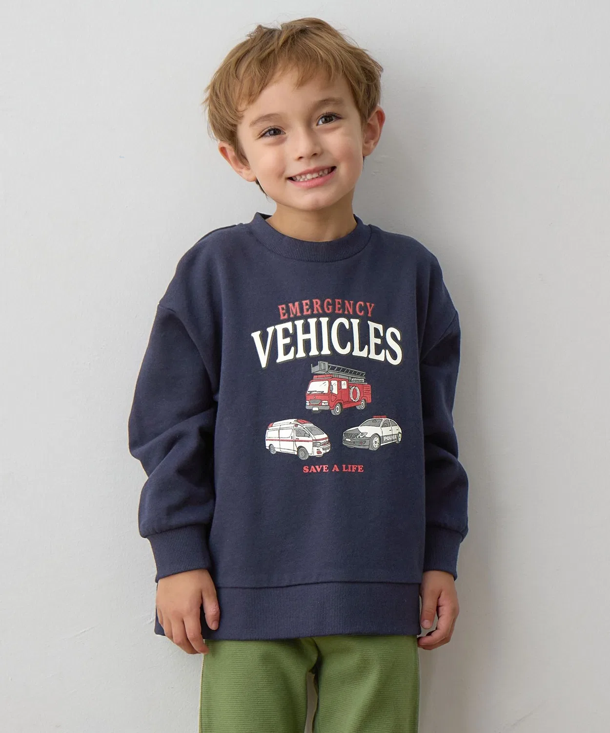 Детский свитшот с принтом автомобиля, модель Car Print ANY, Navy
