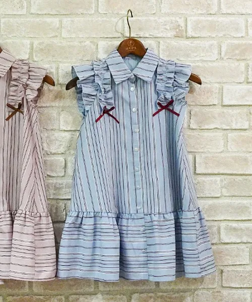 Детское платье для девочек с оригинальным полосатым принтом axes femme, Саks Blue