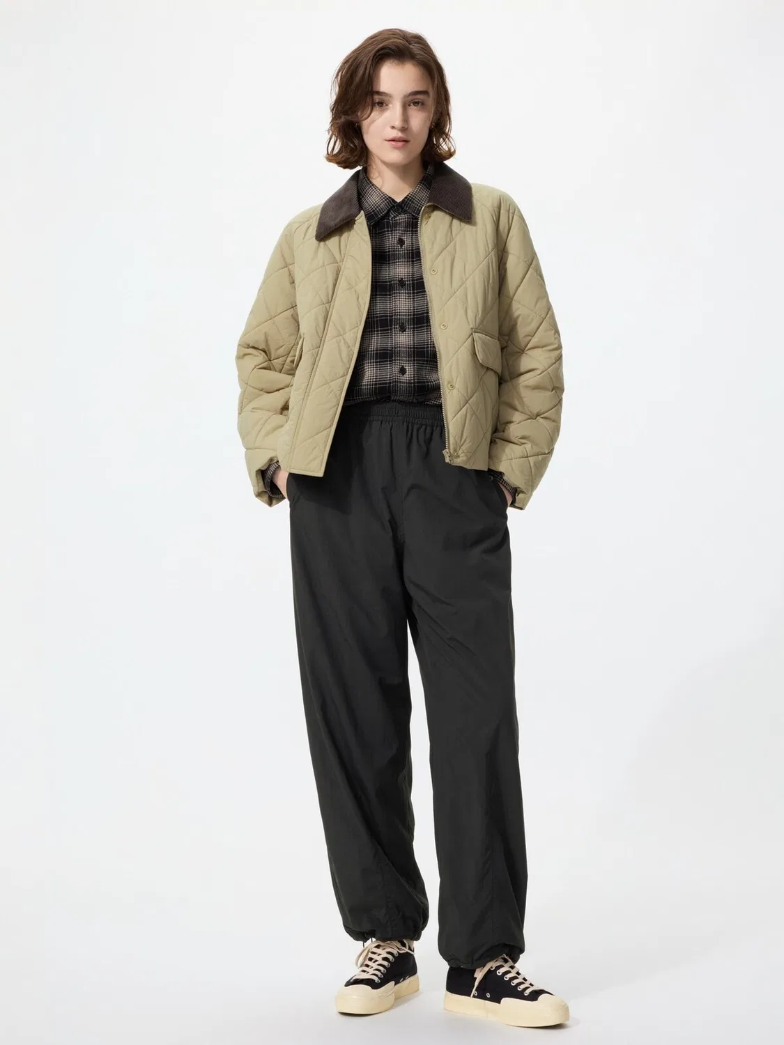 Брюки Uniqlo, утепленные штаны для повседневной носки, черный