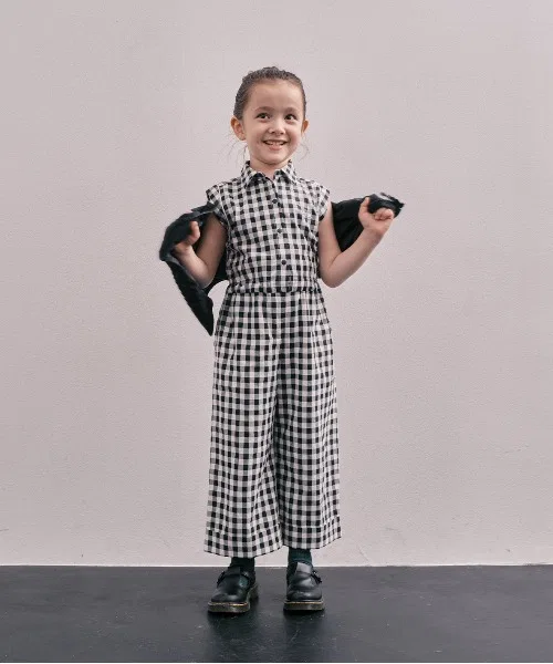 Детский комбинезон без рукавов в клетку GROOVY COLORS, Black