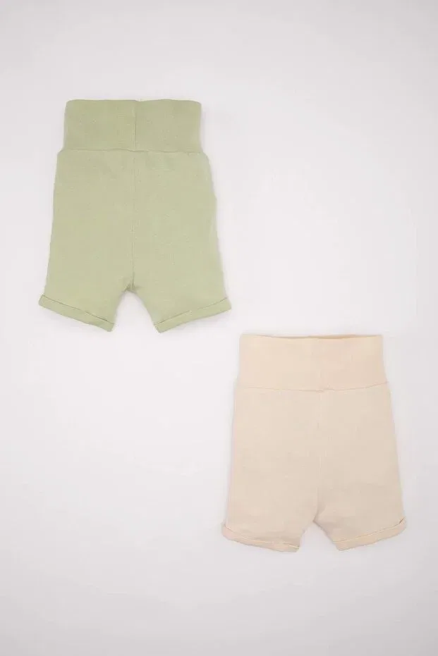 Детские шорты для мальчиков хлопковые комплект 2 шт Rib knit 2-pack shorts baby boy c4356a524sm Defacto, Beige — фото 4