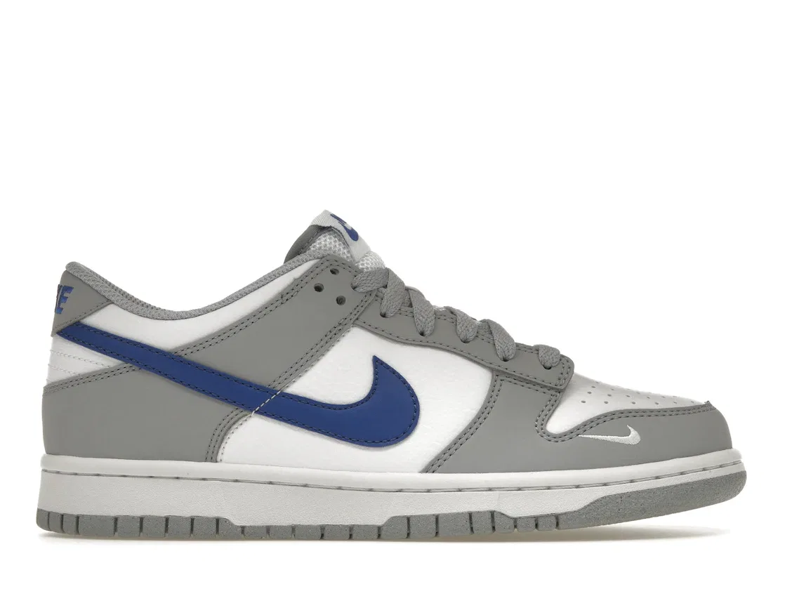 Детские кроссовки для мальчиков и девочек кожаные Nike Dunk Low, Wolf Grey Game Royal White