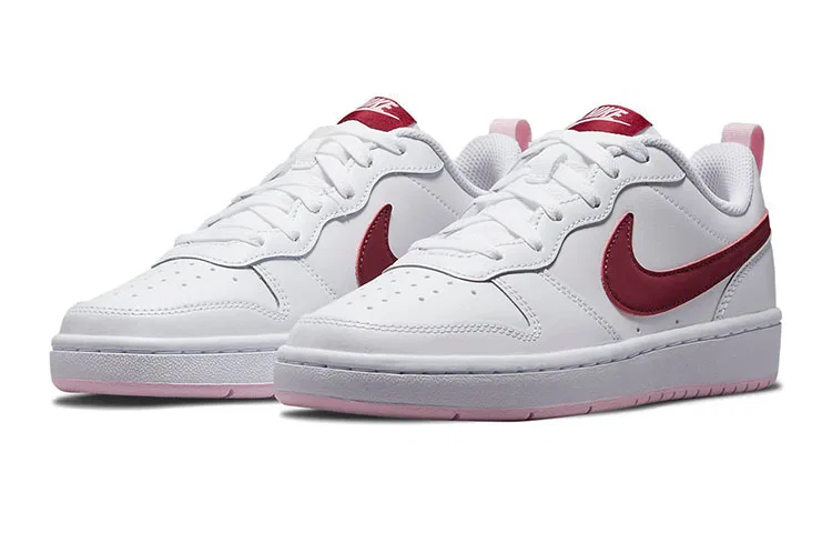 Детские кроссовки для скейтбординга с кожаным верхом Court Borough 2 Low Nike, White Red Pink — фото 4