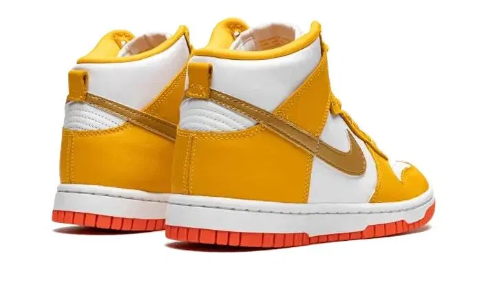 Детские кроссовки высокие с принтом Dunk High Nike, University Gold White Crimson — фото 3