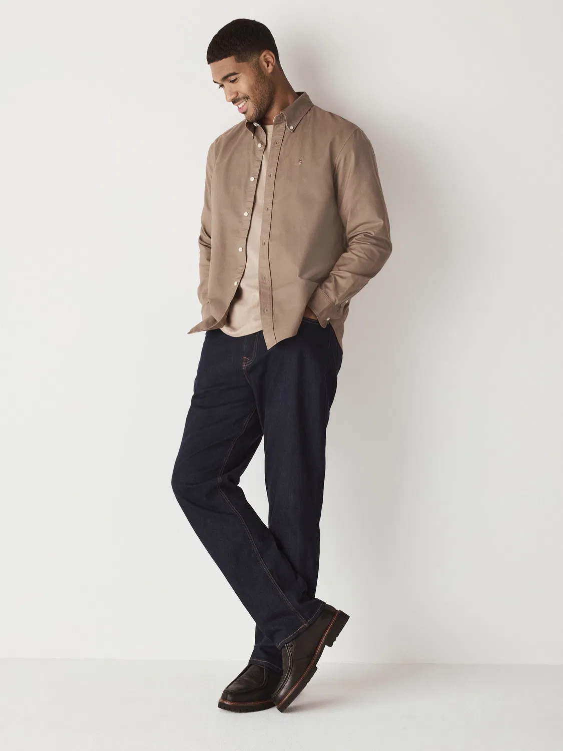 Рубашка оксфордская Regular Fit, Stone Natural Next — фото 3