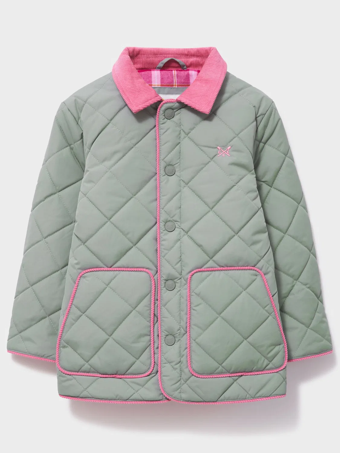 Куртка стеганая с вельветовым воротником, модель Diamond-Quilt Crew Clothing, зеленый