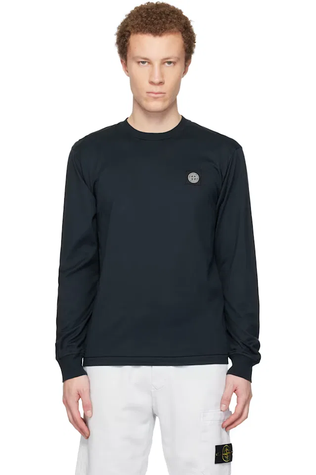 Темно-синяя футболка 2100031 из хлопка джерси Stone Island