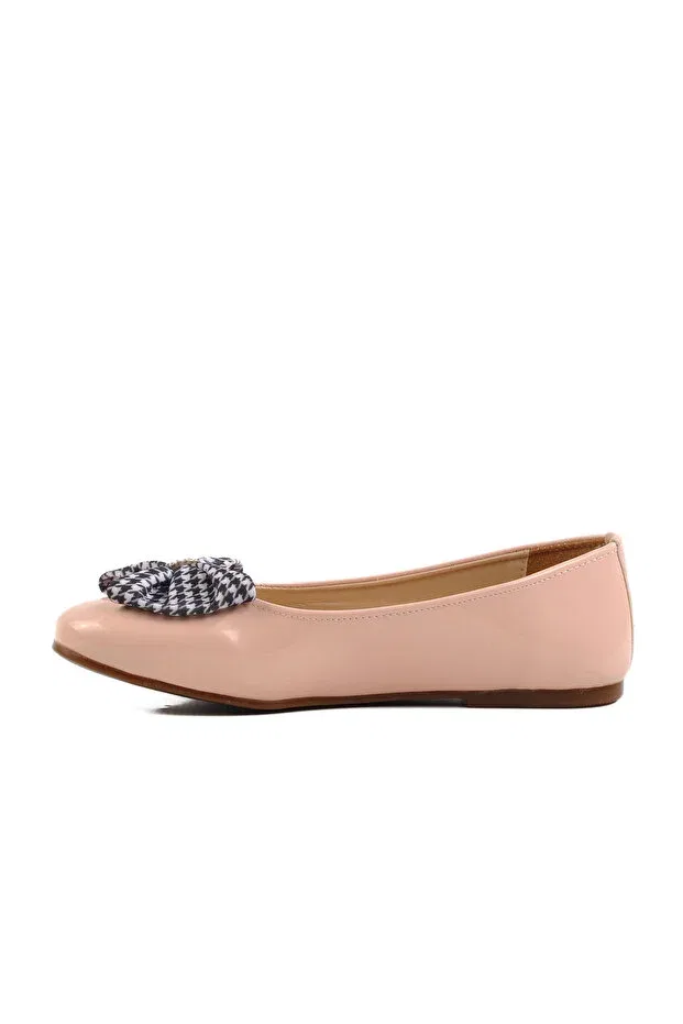 Детские балетки для девочек с бантом Powder Patent Leather Bow Ribbon Girls' Ballerinas 180 F Ayakmod, Powder Patent Leather — фото 2