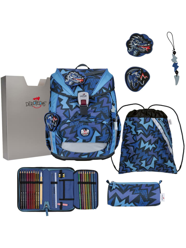 

Набор школьных сумок Derdiedas, 5 предметов, ErgoFlex Light Dark Dragon, синий