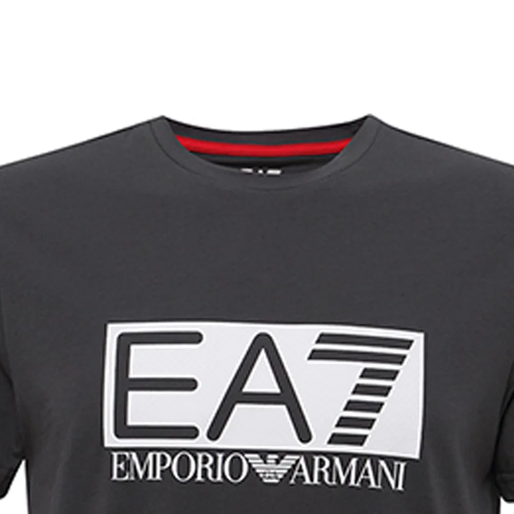 Мужская футболка с круглым вырезом прямого кроя EMPORIO ARMANI, Dark Gray — фото 4