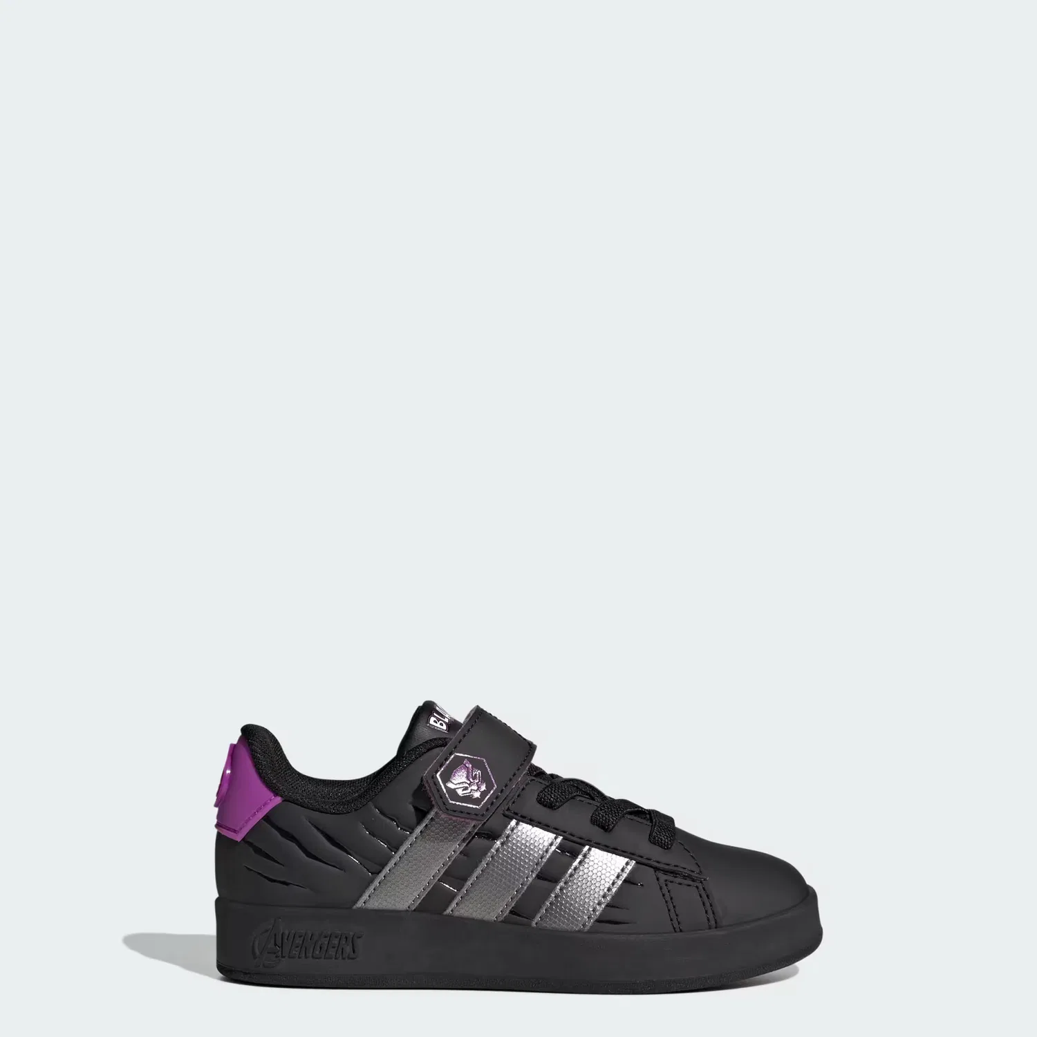 Детские кроссовки на эластичных шнурках Marvel Avengers Grand Court Adidas Sportswear, черный