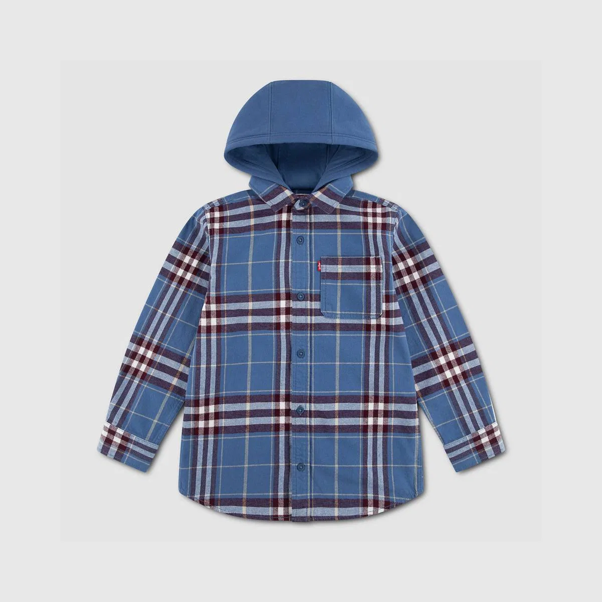 Клетчатая фланелевая рубашка с капюшоном для мальчиков 8-20 лет Levi's, Moonlight Blue - Blue