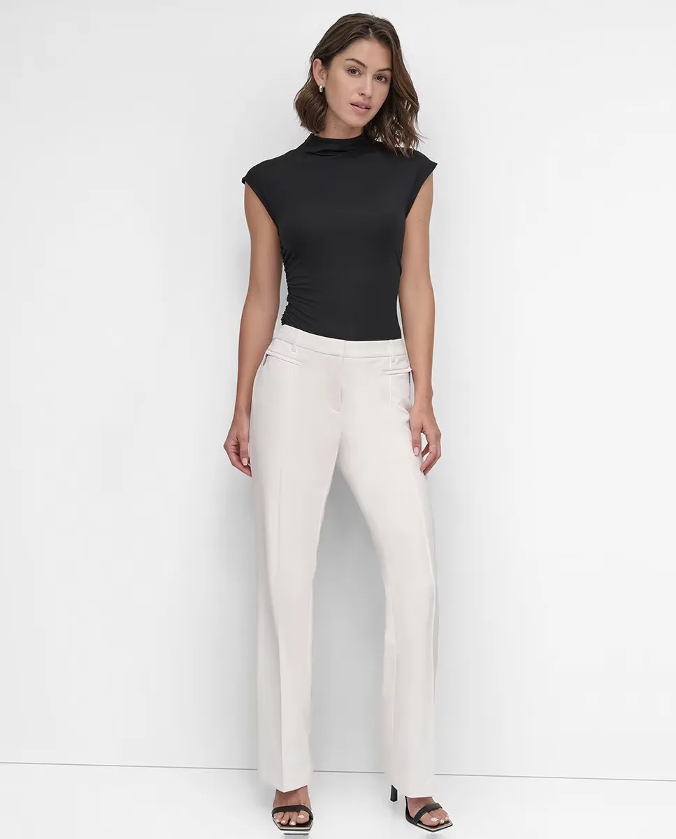 

Женские брюки прямого кроя со складками DKNY, цвет Crudo