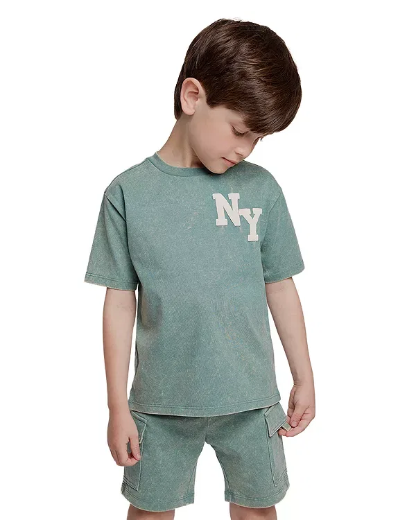 Детская футболка с принтом NY Puff Print Tee Miles The Label, Teal — фото 3