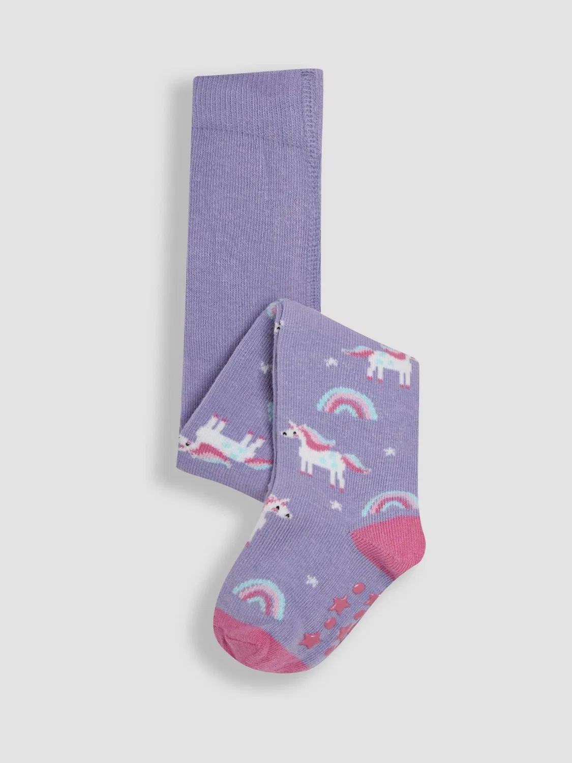 Колготки с антискользящей подошвой, Unicorn Jojo Maman Bébé, розовый — фото 3