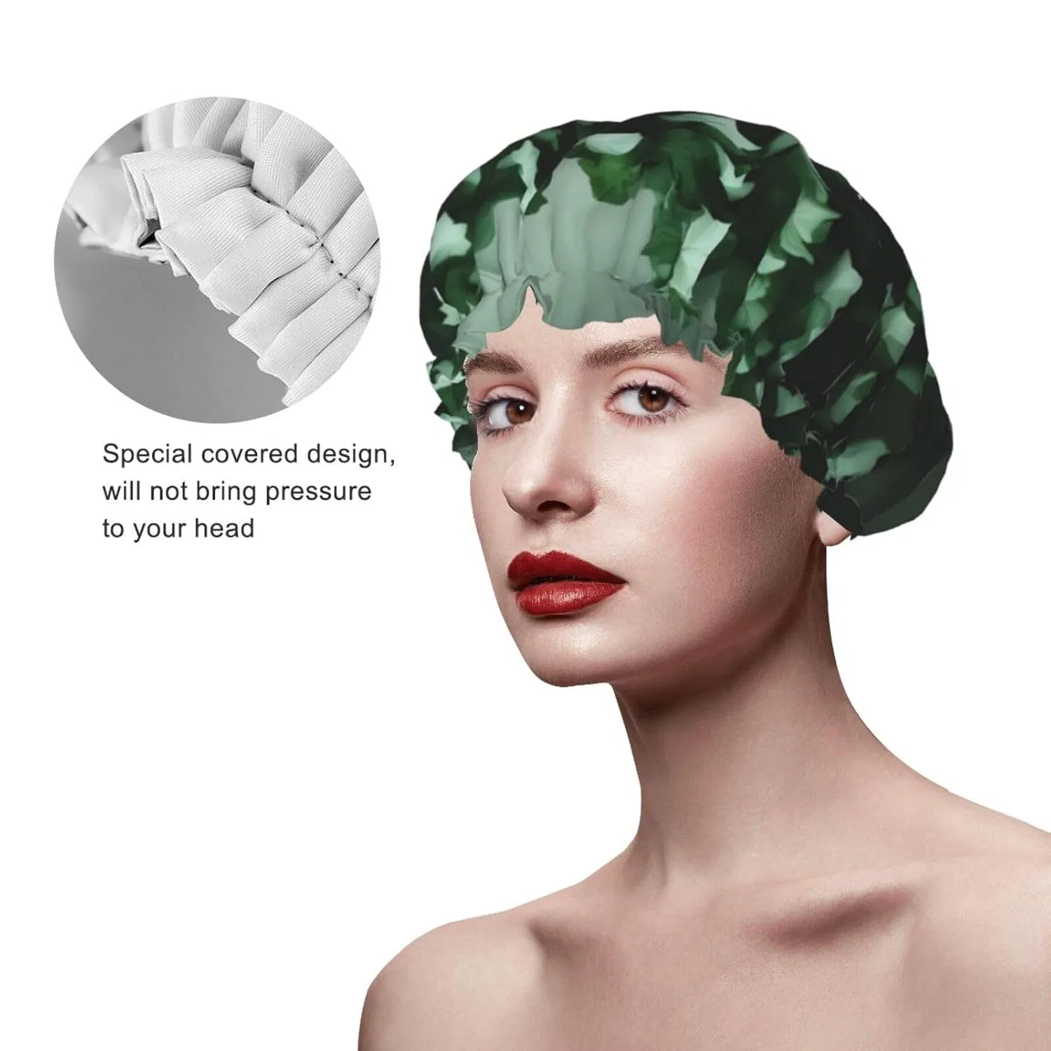 Шапочка для душа с принтом Green Creeper, GaJher, двойная, водонепроницаемая, Зеленый — фото 4
