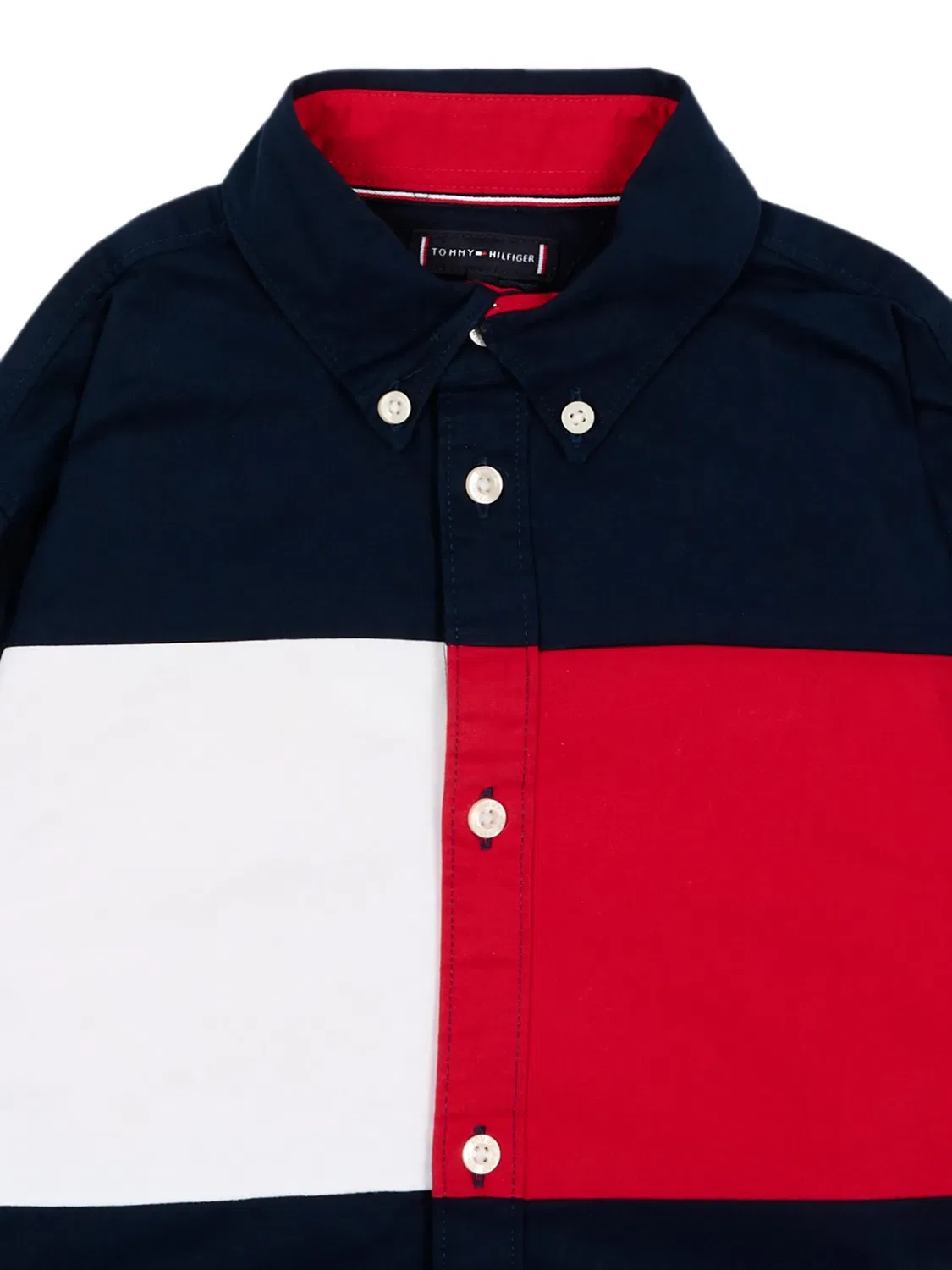 Рубашка с логотипом и вставками Tommy Hilfiger Junior, синий — фото 3