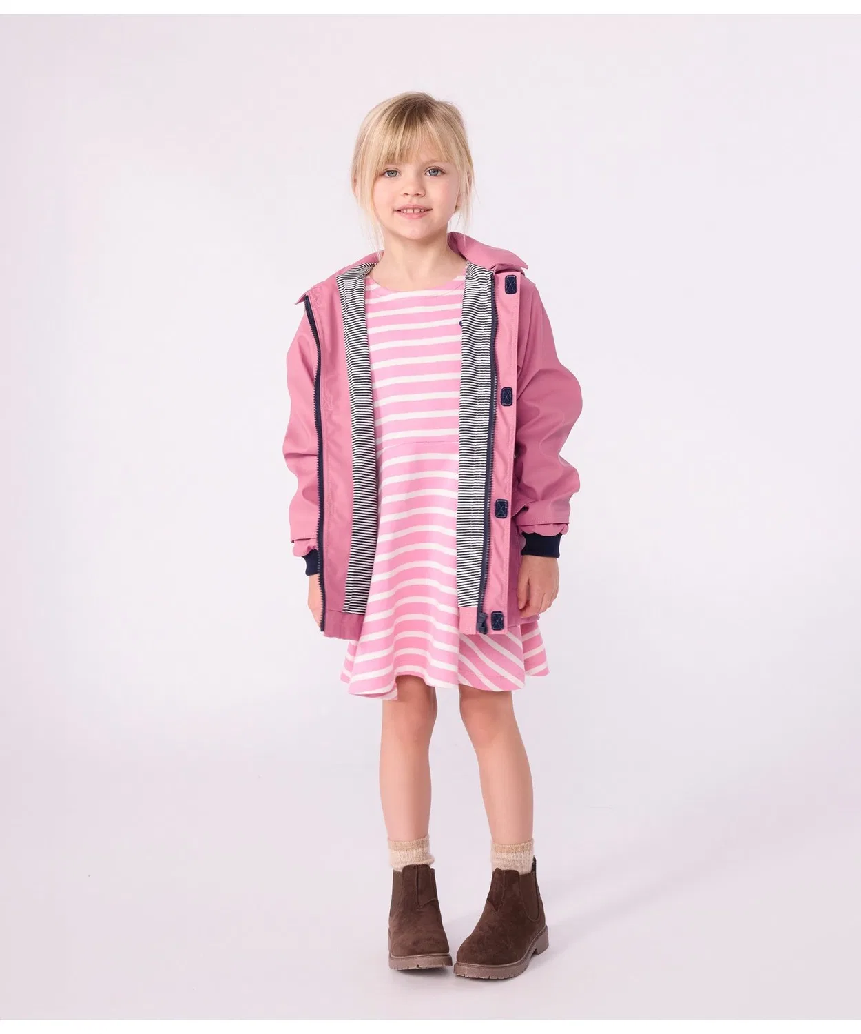 Детская куртка-парка с капюшоном, хлопковая PETIT BATEAU, Pink