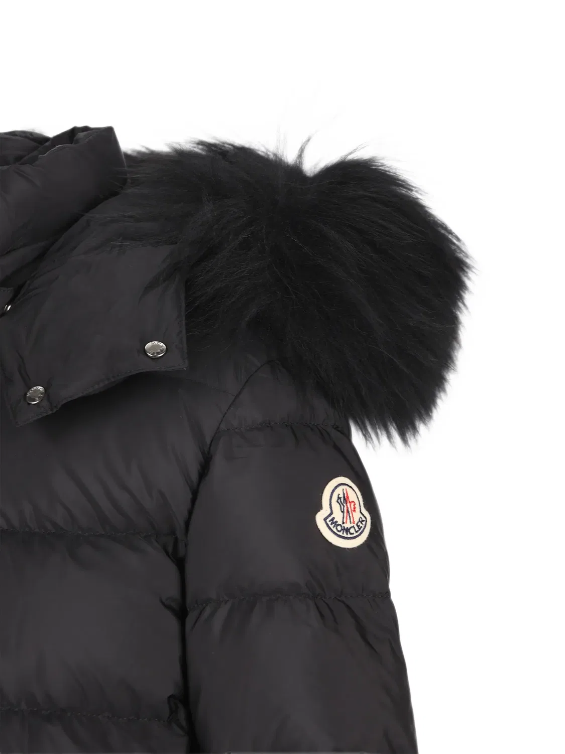 Стеганое пальто Abelle с отделкой из искусственного меха Moncler Enfant, черный — фото 4