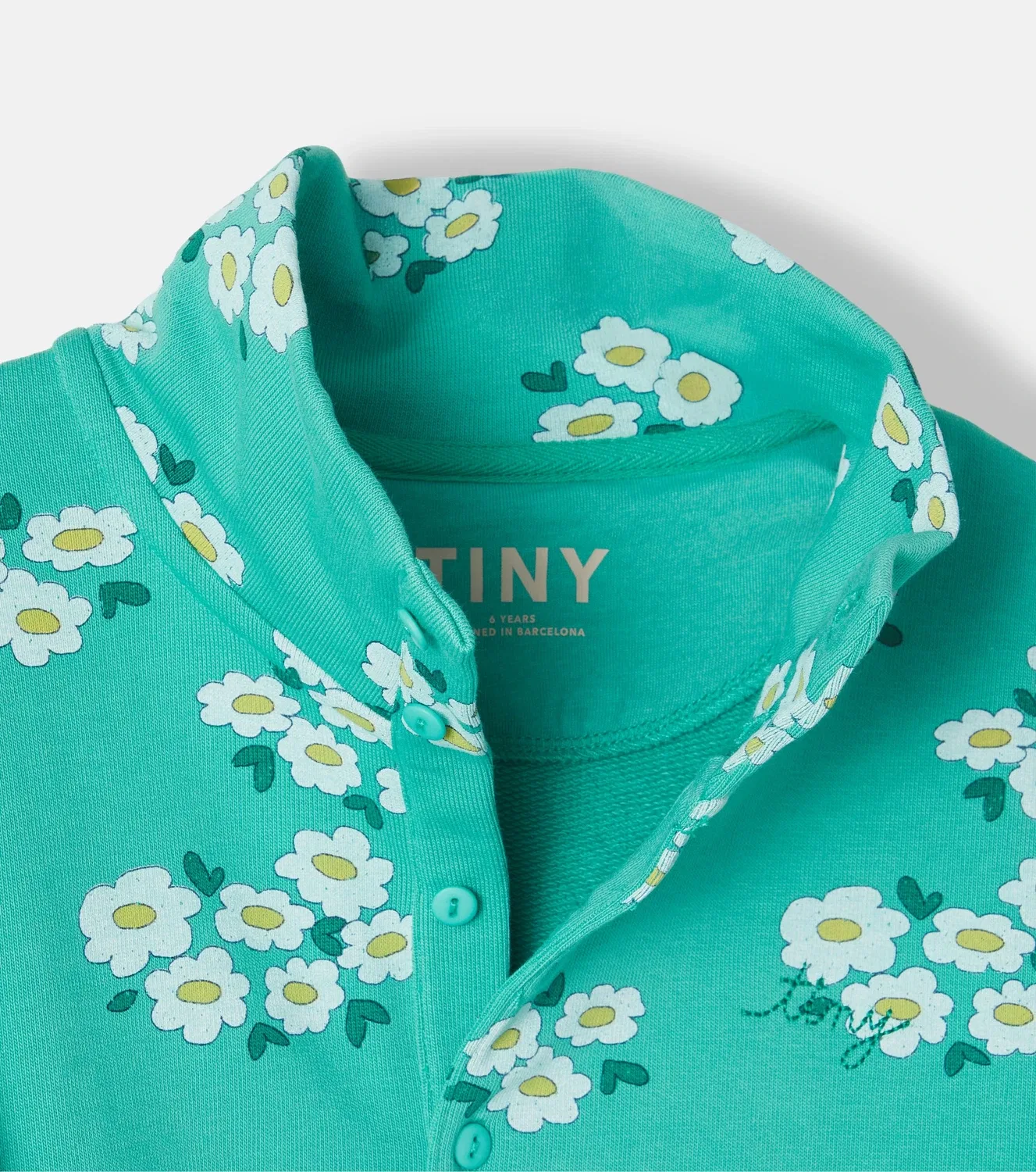 Толстовка детская с принтом Blossoms Tinycottons, зеленый — фото 3