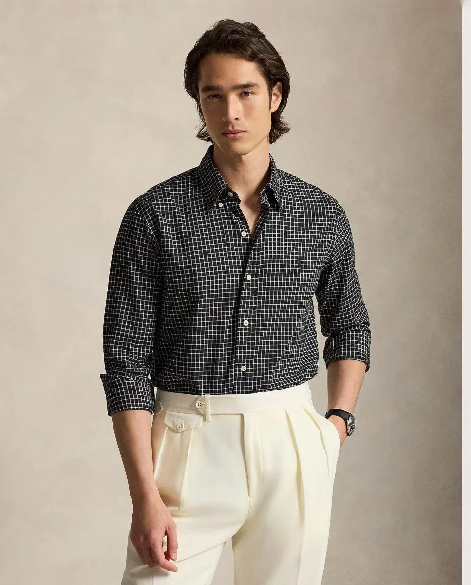 Мужская рубашка в клетку, Custom Fit, Polo Ralph Lauren, черный