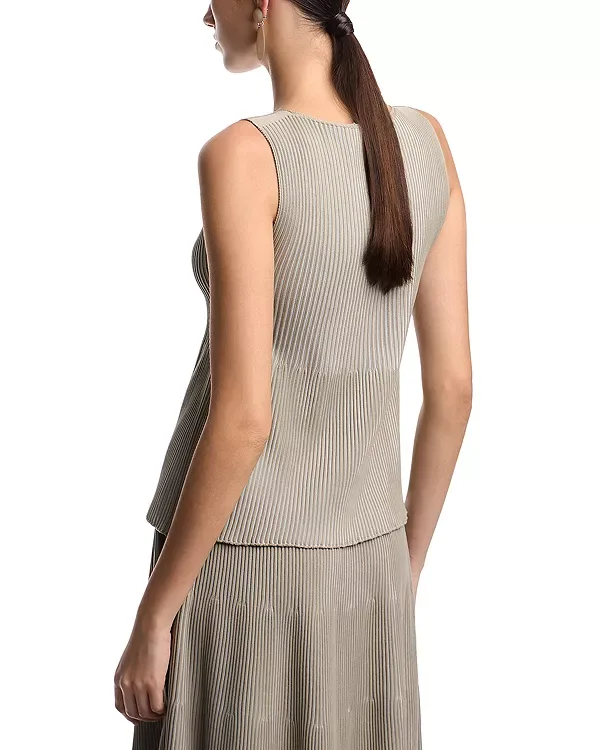 Двухцветный ребристый топ без рукавов Emporio Armani, Almond/Beige — фото 3