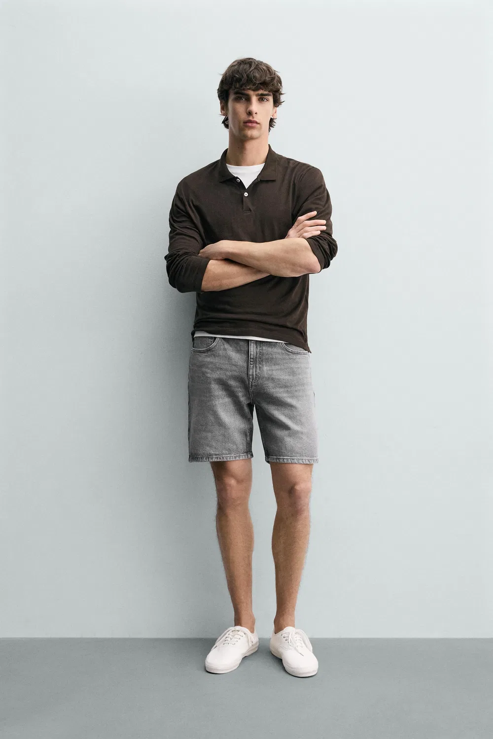 ДЖИНСОВЫЕ ШОРТЫ СТАНДАРТНОГО КРОЯ-БЕРМУДА ZARA, Grey