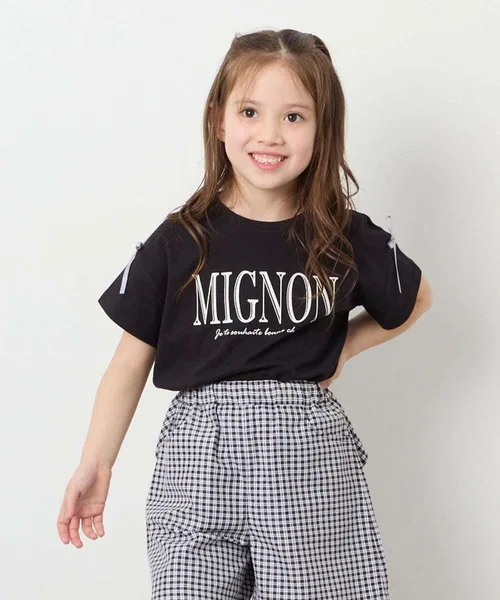 Детская футболка с принтом Ribbon Logo T-Shirt a.v.v, Black