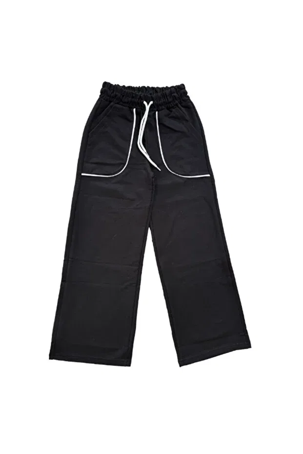 Детские спортивные штаны для девочек с принтом, широкие, Rhythm Clothing, Black