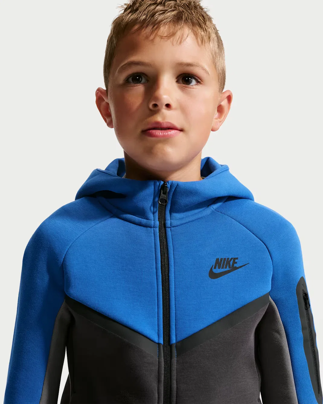 Толстовка на молнии для детей постарше Nike Sportswear Tech Fleece, Game Royal/Anthracite/Smoke Grey/Black — фото 3
