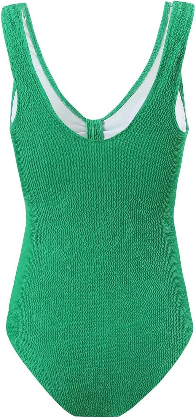 Женский цельный купальник с эффектом утяжки, Ribbed, Green — фото 2
