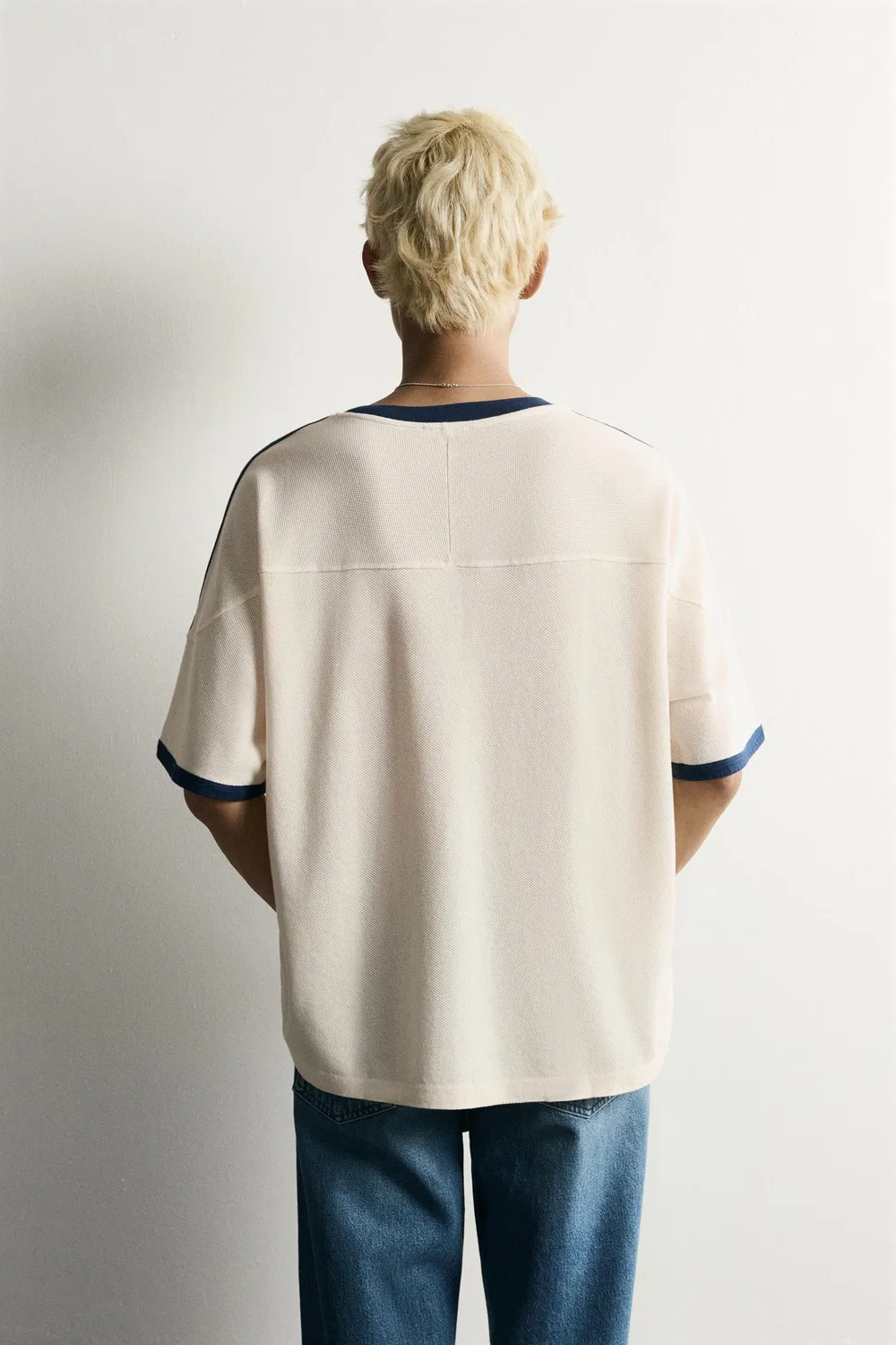 Футболка свободного кроя с ретро-футбольным принтом ZARA, Oyster-white — фото 3