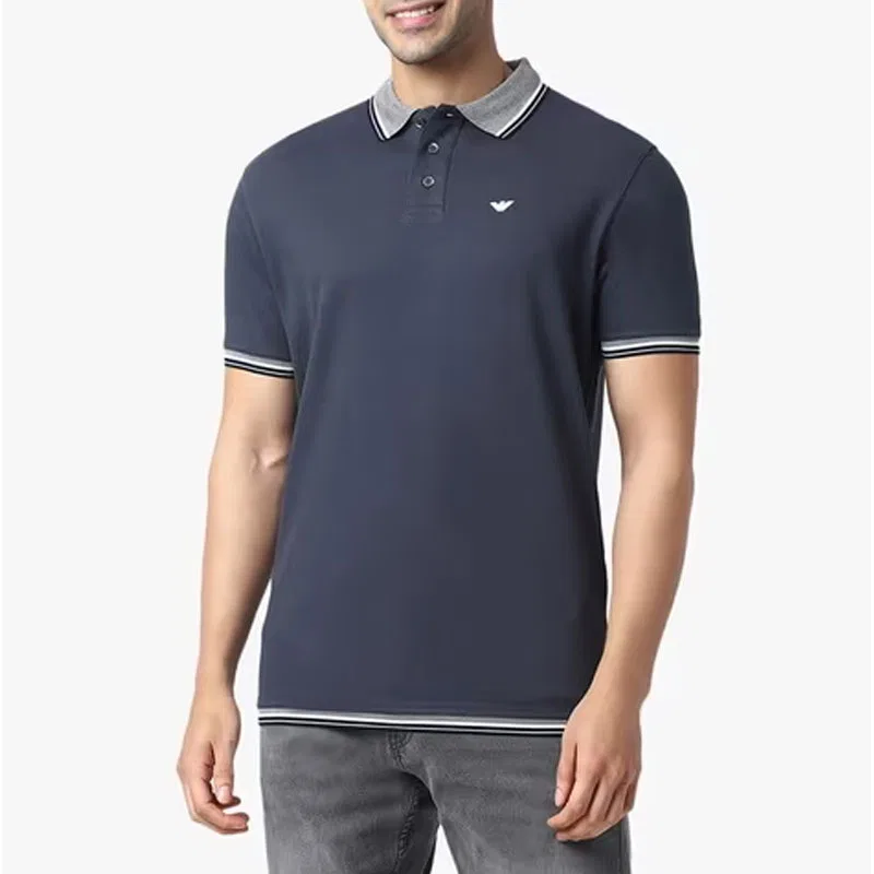 Мужское поло с коротким рукавом SS23 Polo Shirt EMPORIO ARMANI, Marine Blue — фото 4