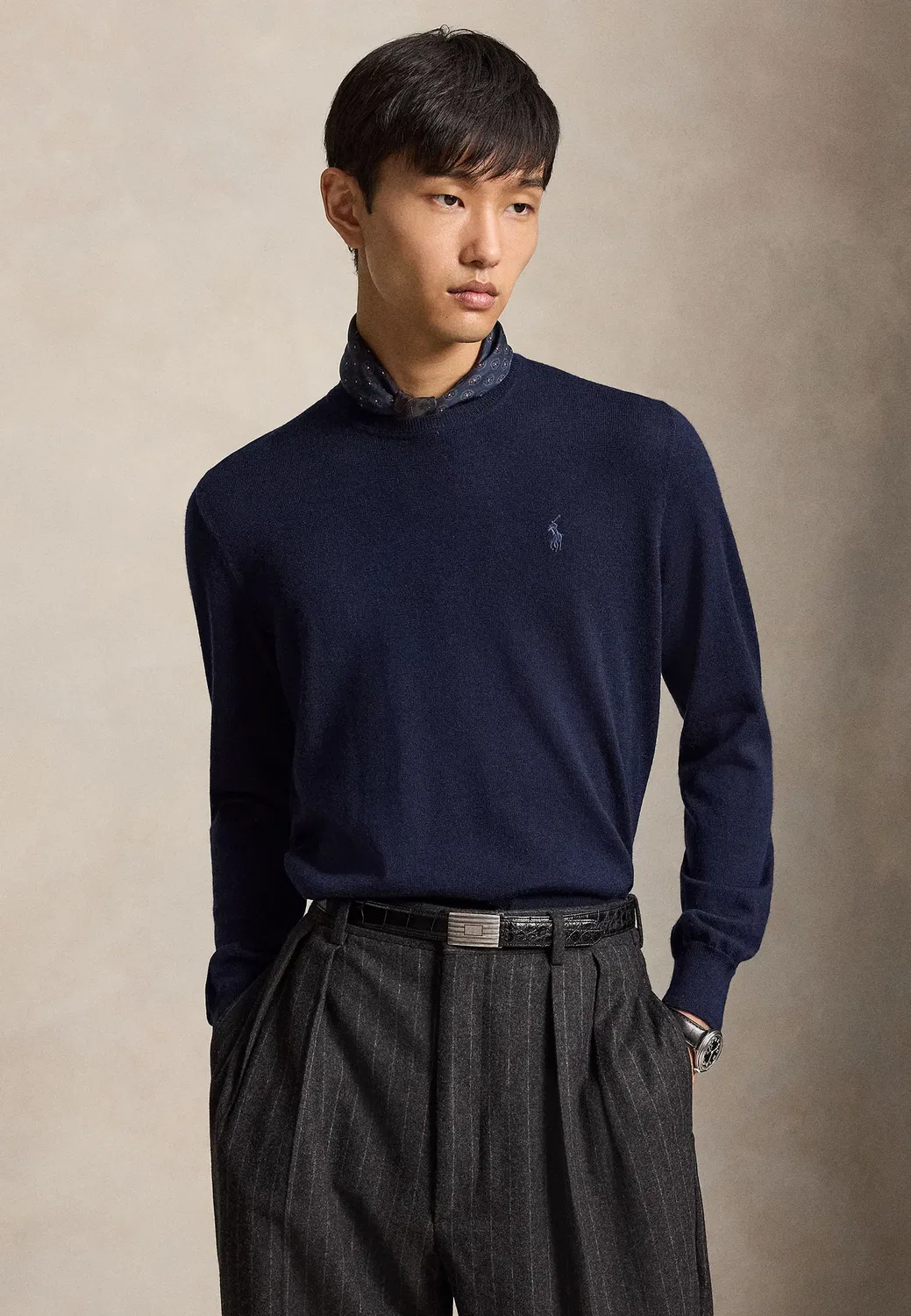 Шерстяной свитер с круглым вырезом, который можно стирать Polo Ralph Lauren, Hunter Navy