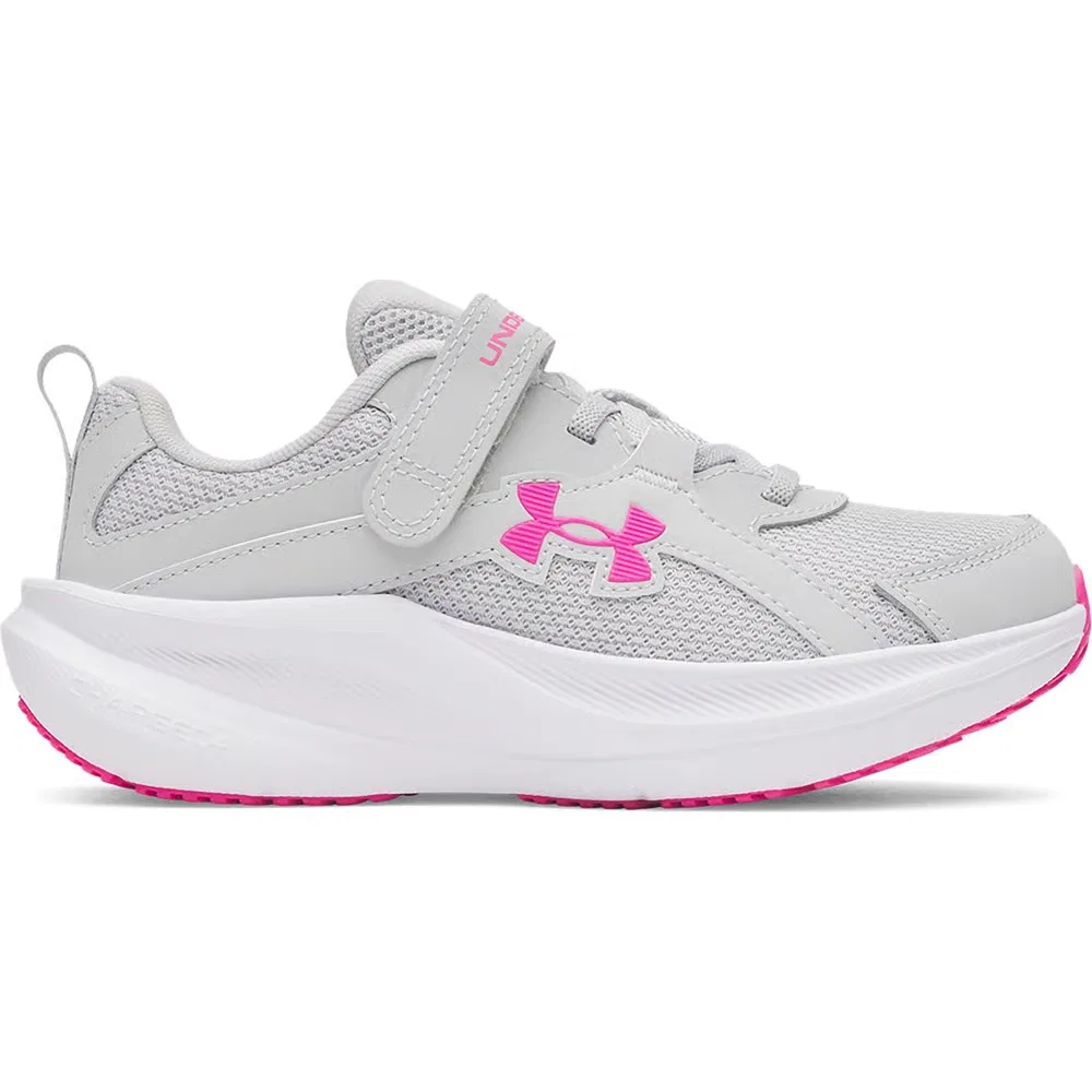 Детские кроссовки Charged+ Asserve 11 AC Wide для бега Under Armour, Gray/Gray/Rebel Pink — фото 2