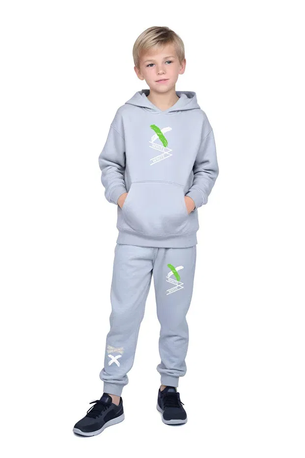 Детский комплект спортивного костюма для мальчиков с принтом Fyk Kids, Gray