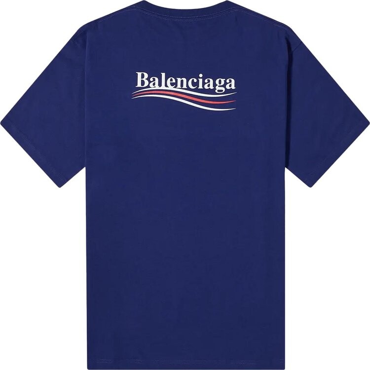 Футболка Balenciaga Logo Print свободного кроя, синий — фото 3