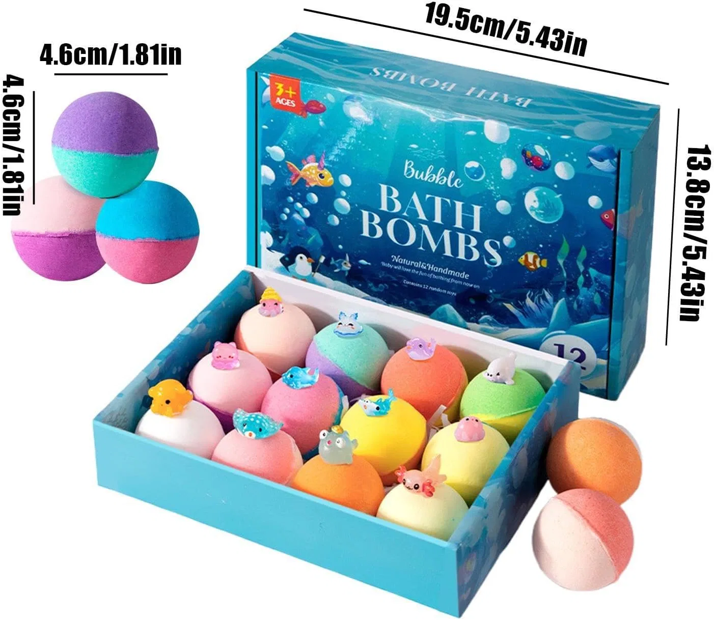 Generic Бомбочки для ванны с игрушкой внутри, 12 шт, морская соль — фото 2