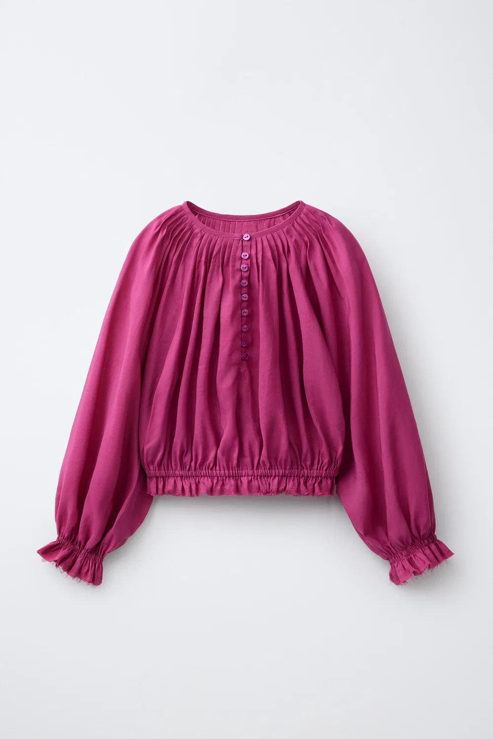 Блузка из рами с защипами ZARA, Raspberry