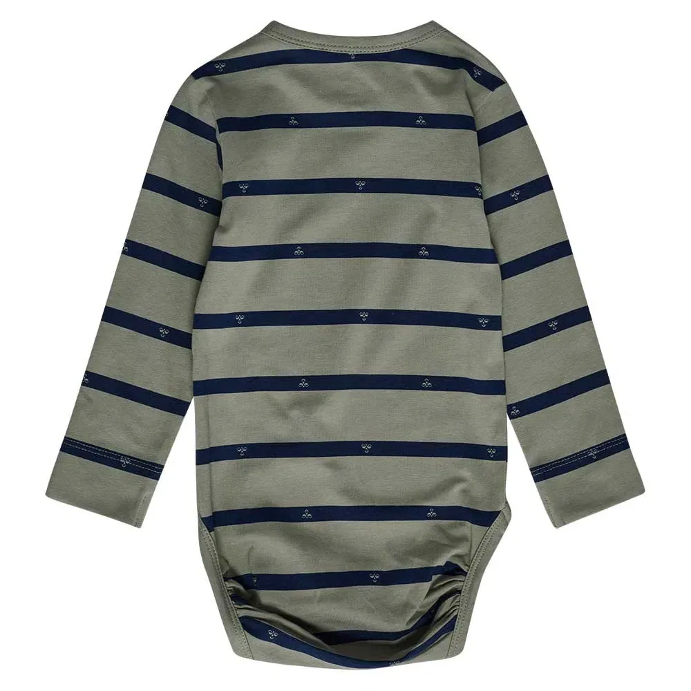 Детское боди для девочек с длинным рукавом Mini Stripy Bee Hummel, Green — фото 2