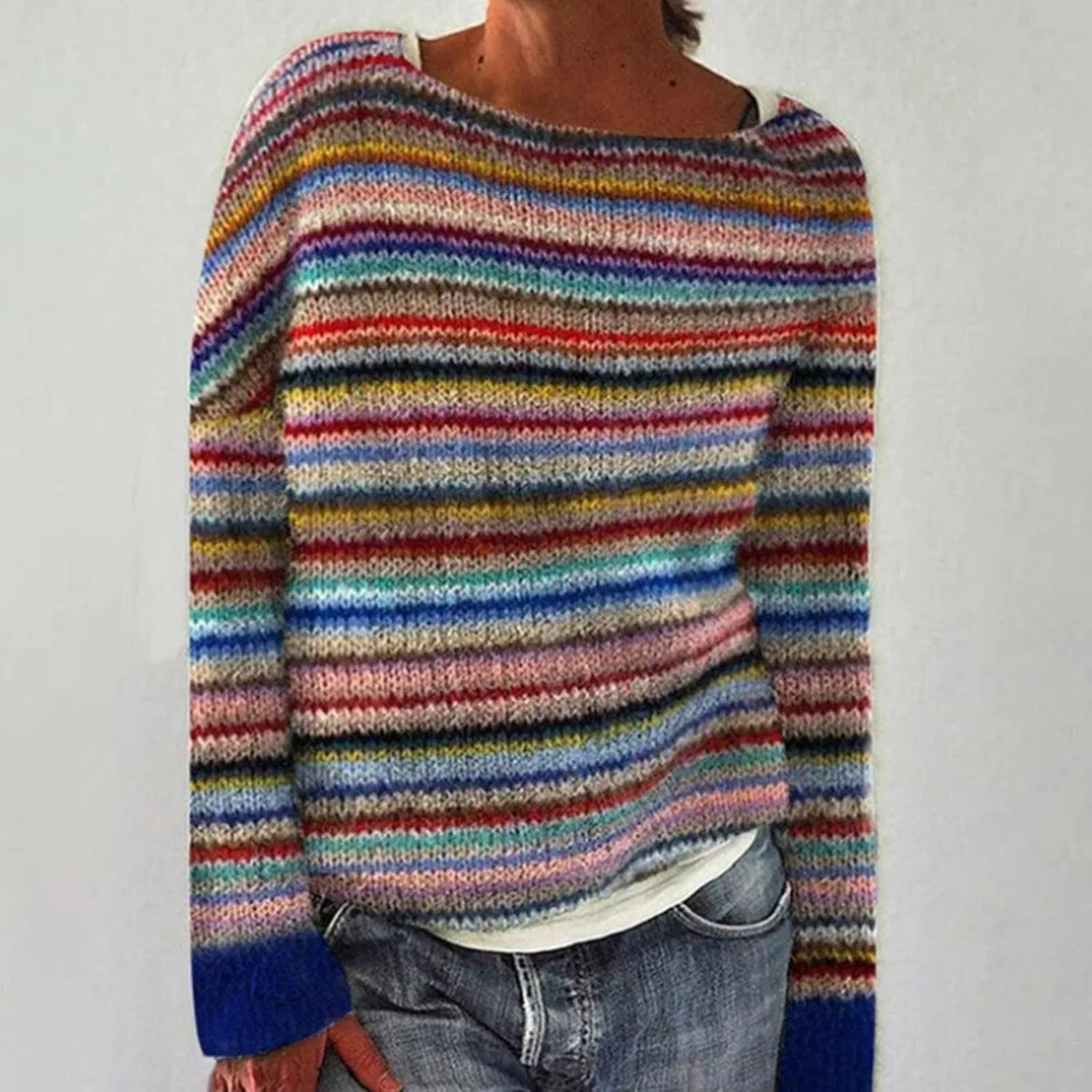 Женский свитер с принтом Crew Neck Chunky Knit, Multi-coloured — фото 3