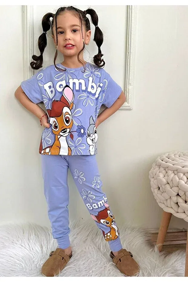 Детский спортивный костюм для девочек с принтом Lilac Tracksuit Yağmur Giyim, Lila-81297