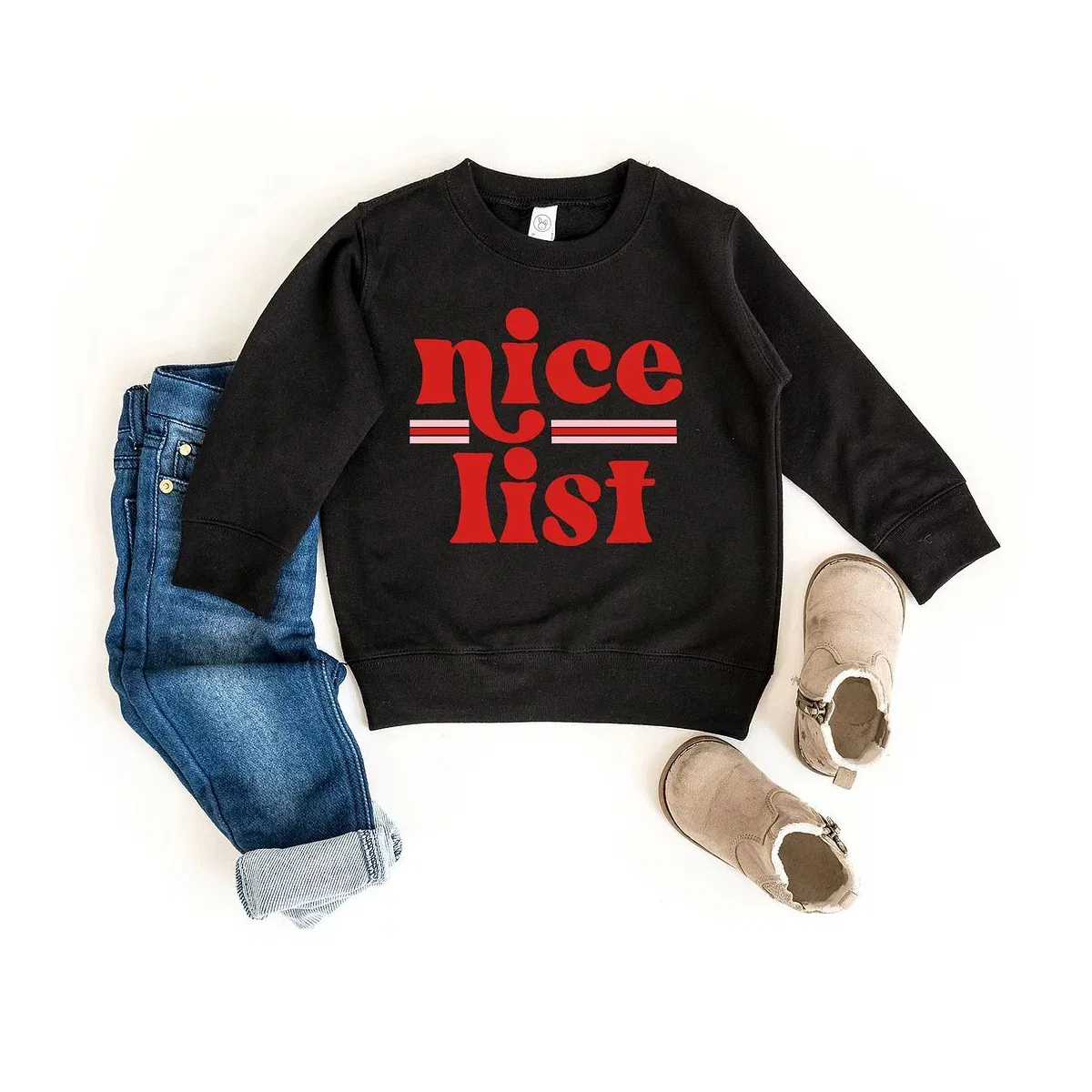 Детский свитшот для девочек с принтом Nice List The Juniper Shop, Black — фото 2