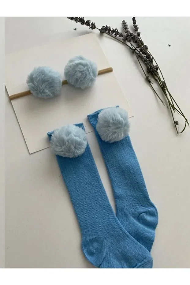 Детские носки для девочек с помпонами Özkardeşler Baby, Blue