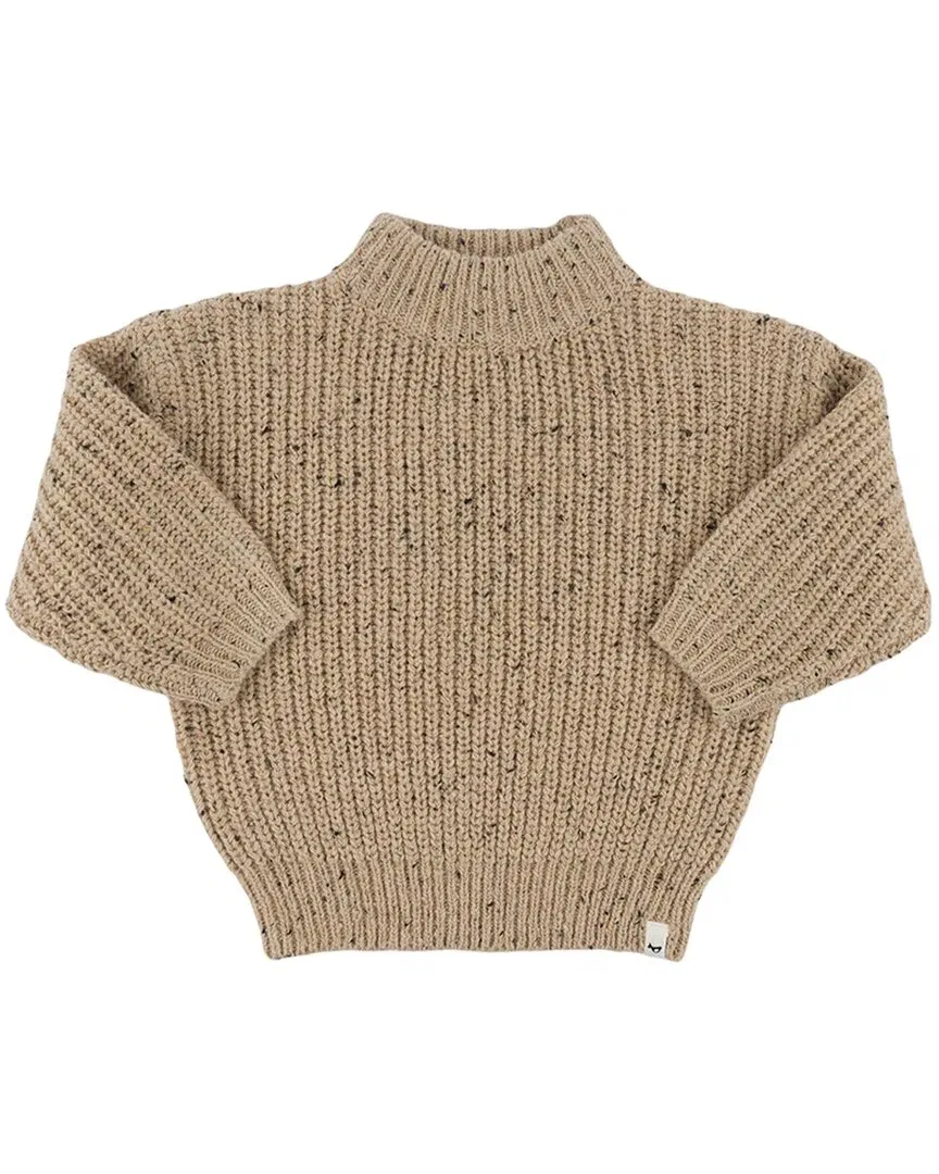 Детский пуловер вязаный с фактурным узором Speckle Knit Grandpa Knitted oh baby!, коричневый — фото 2