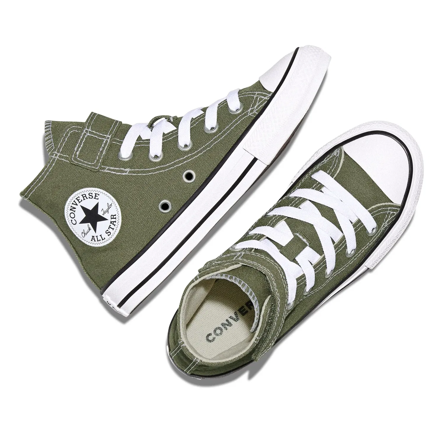 Детские кроссовки для мальчиков на липучке Chuck Taylor All Star 1V Seasonal Color Converse, Verde Grisáceo — фото 4
