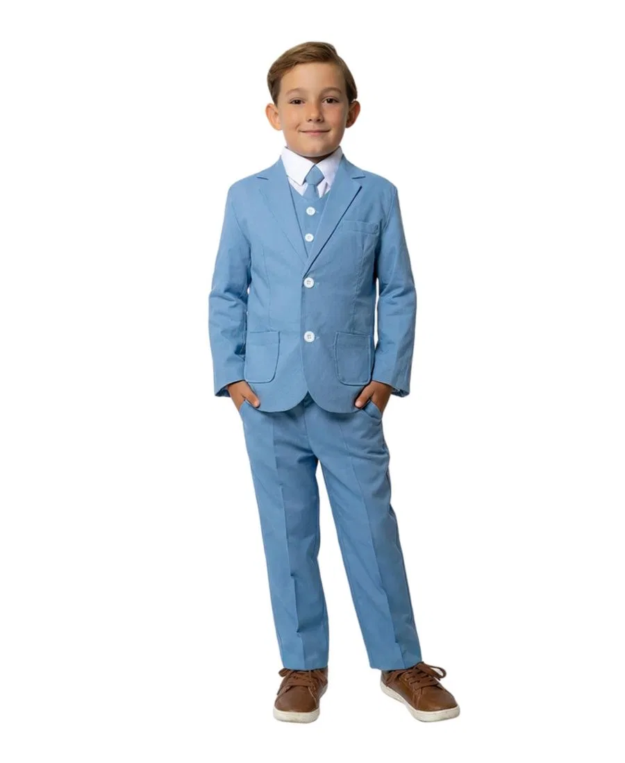 Детский костюм Joey Safari из льняной смеси, комплект из 5 предметов Peanut Butter Collection, Powder Blue — фото 3
