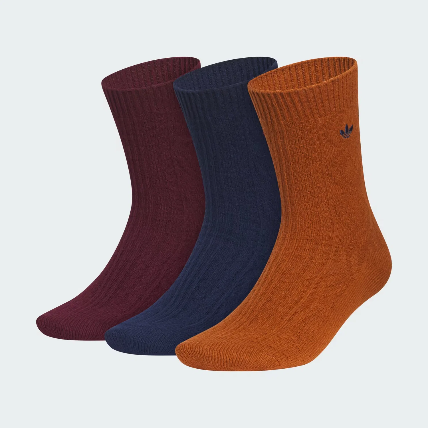 Носки в наборе из 3 пар с рельефной вязкой U ORI CABLE KNIT Adidas Originals, бордовый/темно-синий/бронзовый